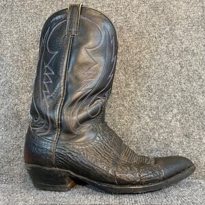 Vintage Black Leather Embroidered Cowboy Boots Mens 14 Mexico Western Wear